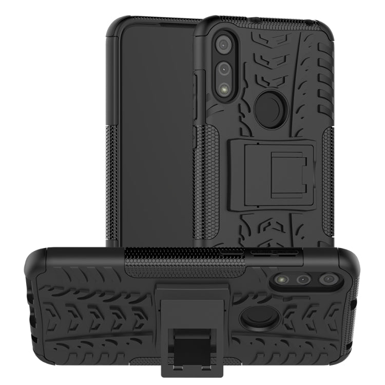 For Motorola Moto E (2020) Tire Texture Shockproof TPU+PC Protective Case with Holder