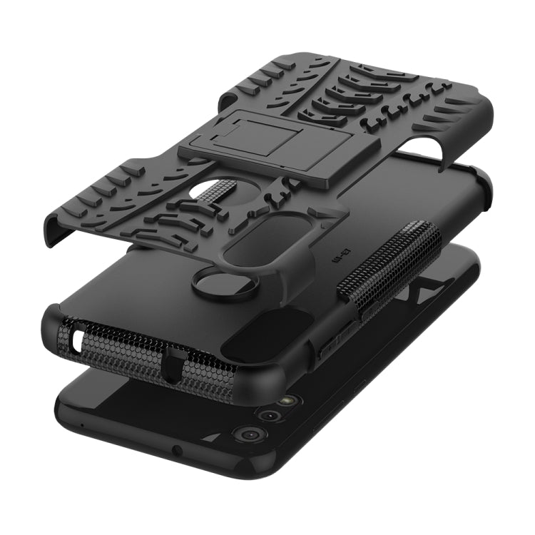 For Motorola Moto E (2020) Tire Texture Shockproof TPU+PC Protective Case with Holder
