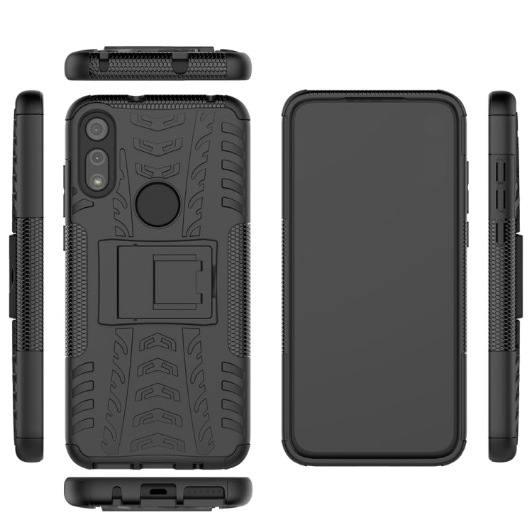 For Motorola Moto E (2020) Tire Texture Shockproof TPU+PC Protective Case with Holder