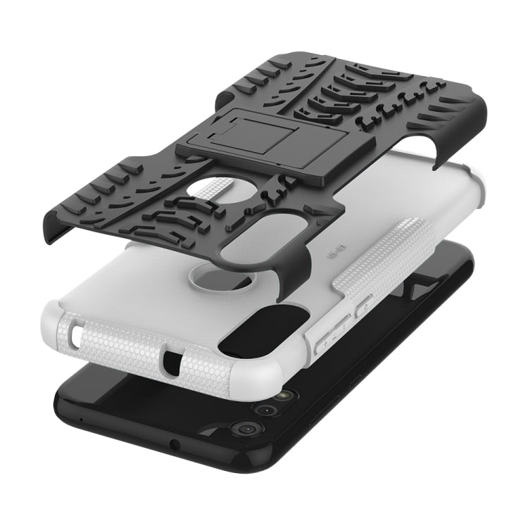 For Motorola Moto E (2020) Tire Texture Shockproof TPU+PC Protective Case with Holder