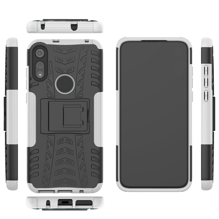 For Motorola Moto E (2020) Tire Texture Shockproof TPU+PC Protective Case with Holder