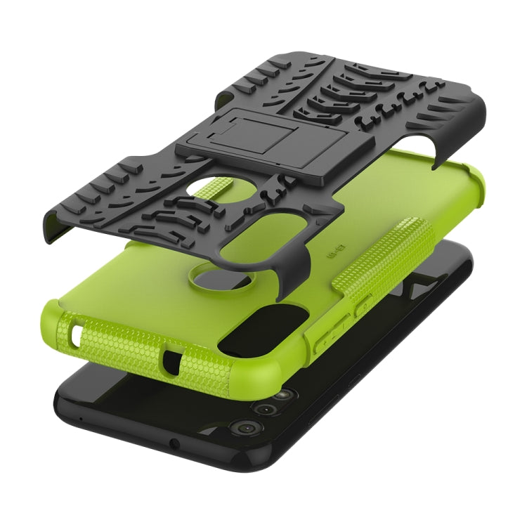 For Motorola Moto E (2020) Tire Texture Shockproof TPU+PC Protective Case with Holder