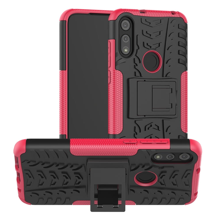 For Motorola Moto E (2020) Tire Texture Shockproof TPU+PC Protective Case with Holder
