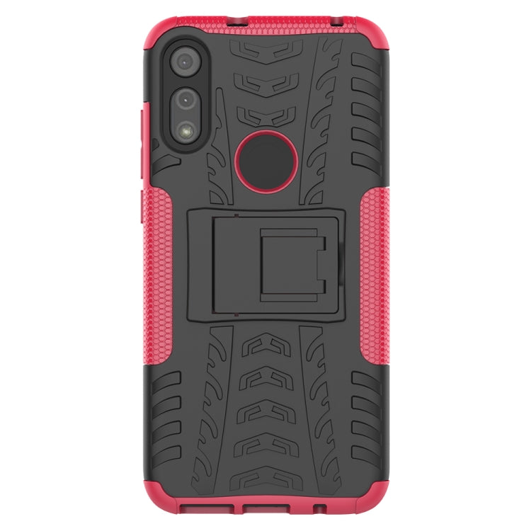 For Motorola Moto E (2020) Tire Texture Shockproof TPU+PC Protective Case with Holder