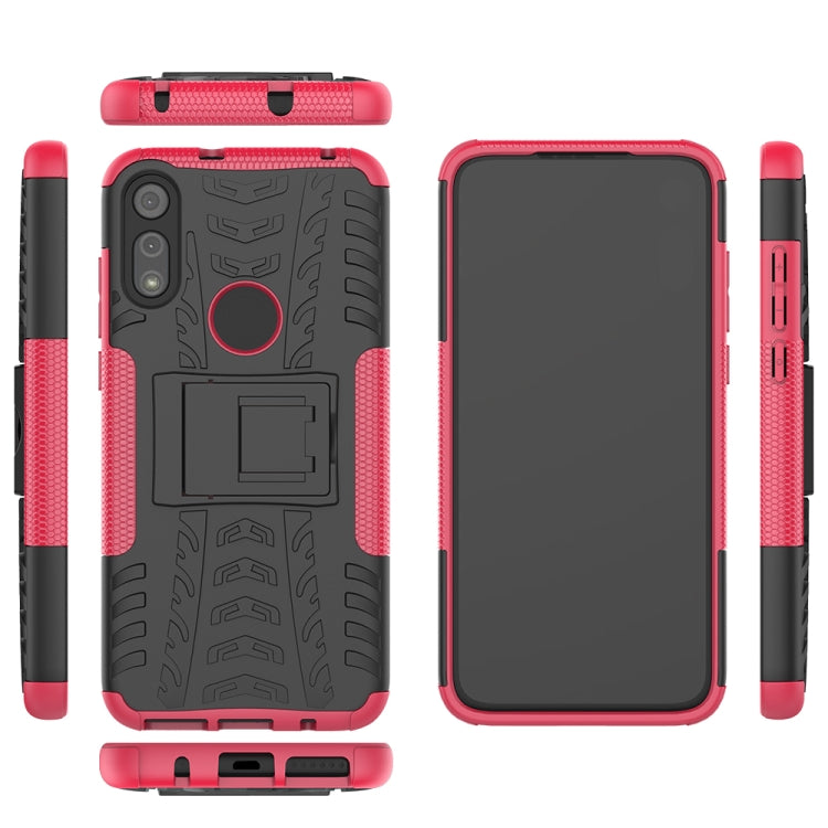 For Motorola Moto E (2020) Tire Texture Shockproof TPU+PC Protective Case with Holder