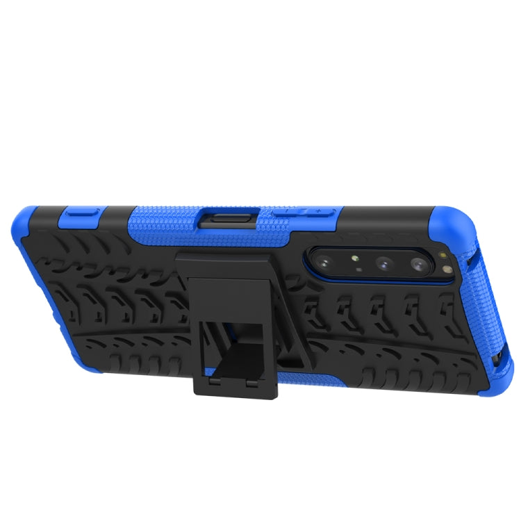 For Sony Xperia 1 II Tire Texture Shockproof TPU+PC Protective Case with Holder