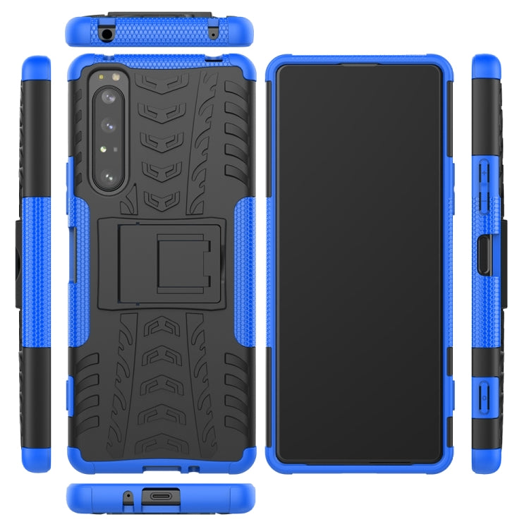 For Sony Xperia 1 II Tire Texture Shockproof TPU+PC Protective Case with Holder