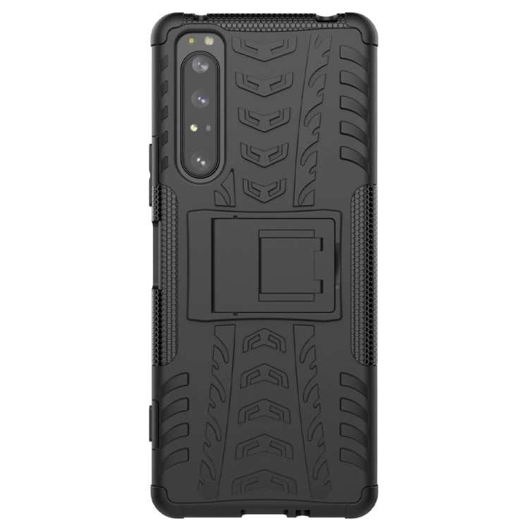 For Sony Xperia 1 II Tire Texture Shockproof TPU+PC Protective Case with Holder