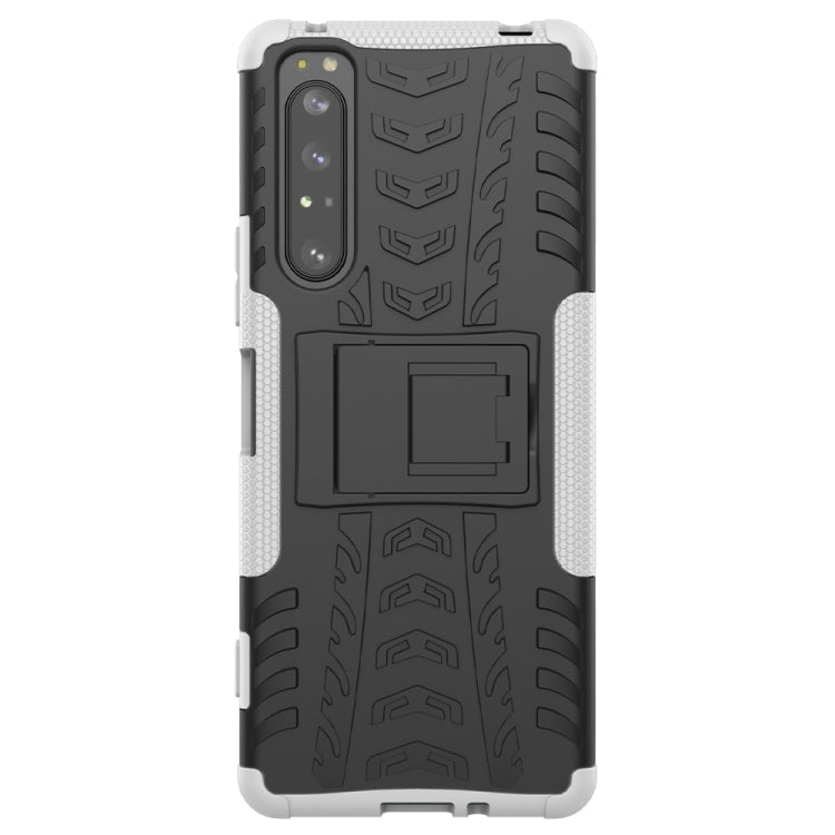 For Sony Xperia 1 II Tire Texture Shockproof TPU+PC Protective Case with Holder