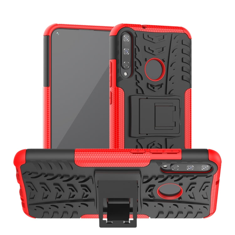 For Huawei Honor Play 3 / P40E Tire Texture Shockproof TPU+PC Protective Case with Holder
