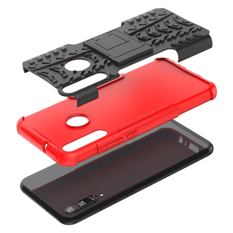 For Huawei Honor Play 3 / P40E Tire Texture Shockproof TPU+PC Protective Case with Holder