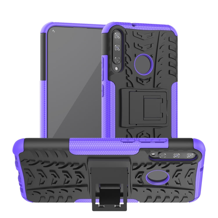 For Huawei Honor Play 3 / P40E Tire Texture Shockproof TPU+PC Protective Case with Holder