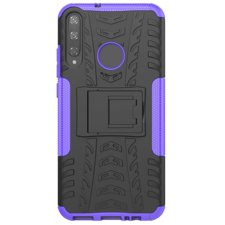 For Huawei Honor Play 3 / P40E Tire Texture Shockproof TPU+PC Protective Case with Holder