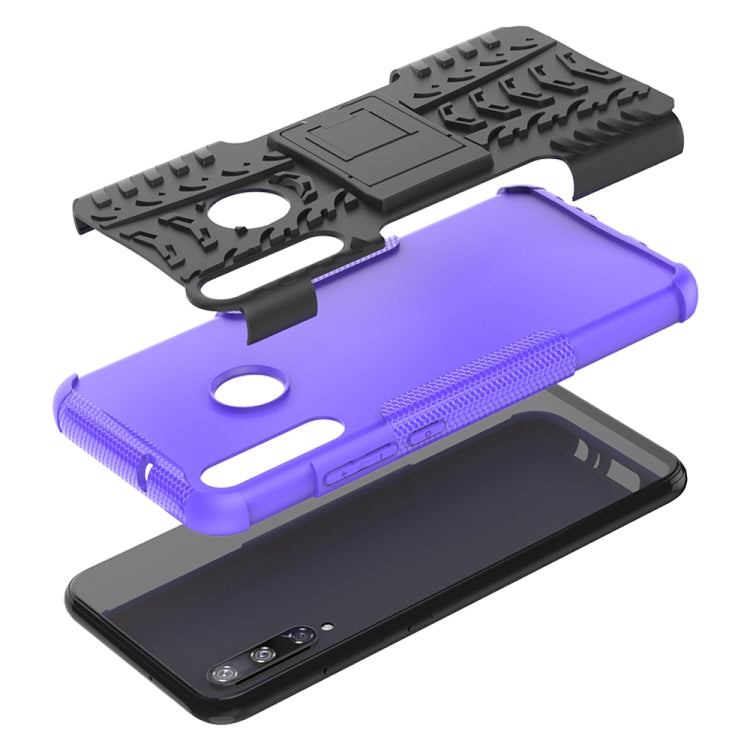 For Huawei Honor Play 3 / P40E Tire Texture Shockproof TPU+PC Protective Case with Holder