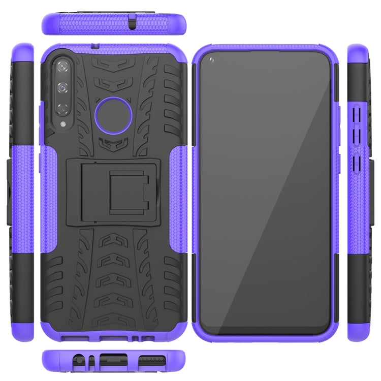 For Huawei Honor Play 3 / P40E Tire Texture Shockproof TPU+PC Protective Case with Holder