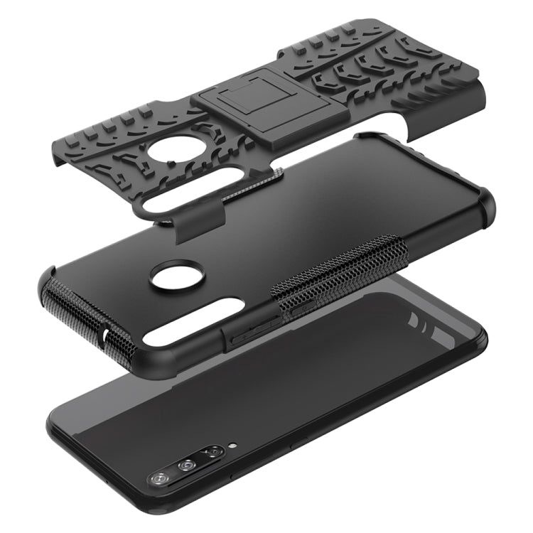 For Huawei Honor Play 3 / P40E Tire Texture Shockproof TPU+PC Protective Case with Holder