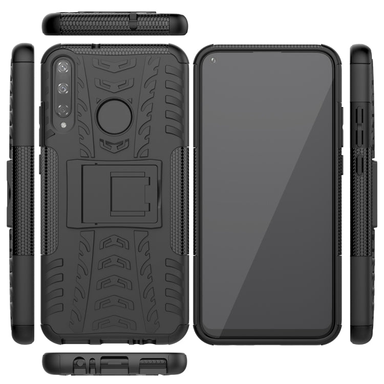 For Huawei Honor Play 3 / P40E Tire Texture Shockproof TPU+PC Protective Case with Holder