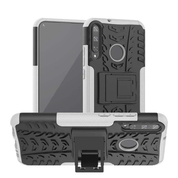 For Huawei Honor Play 3 / P40E Tire Texture Shockproof TPU+PC Protective Case with Holder
