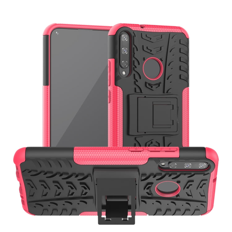 For Huawei Honor Play 3 / P40E Tire Texture Shockproof TPU+PC Protective Case with Holder