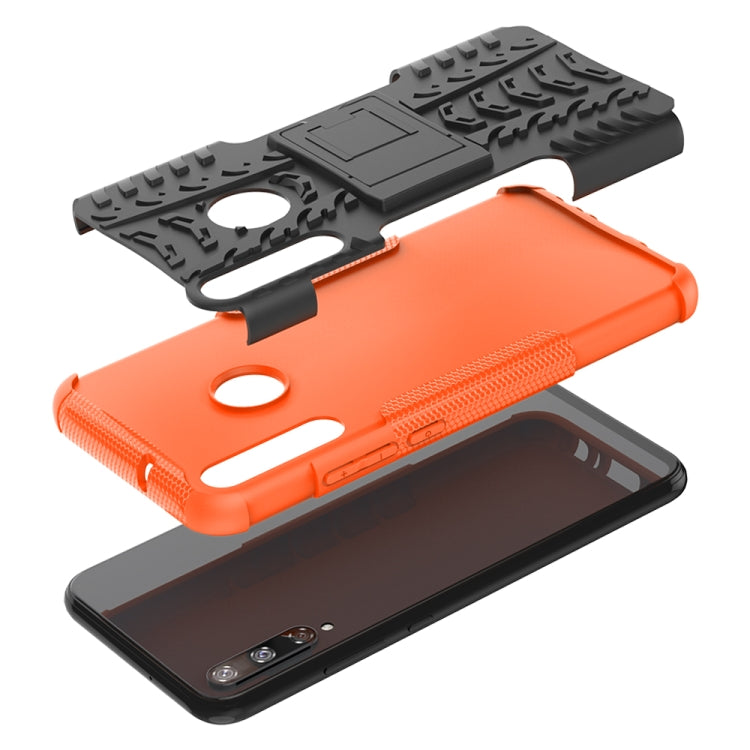 For Huawei Honor Play 3 / P40E Tire Texture Shockproof TPU+PC Protective Case with Holder