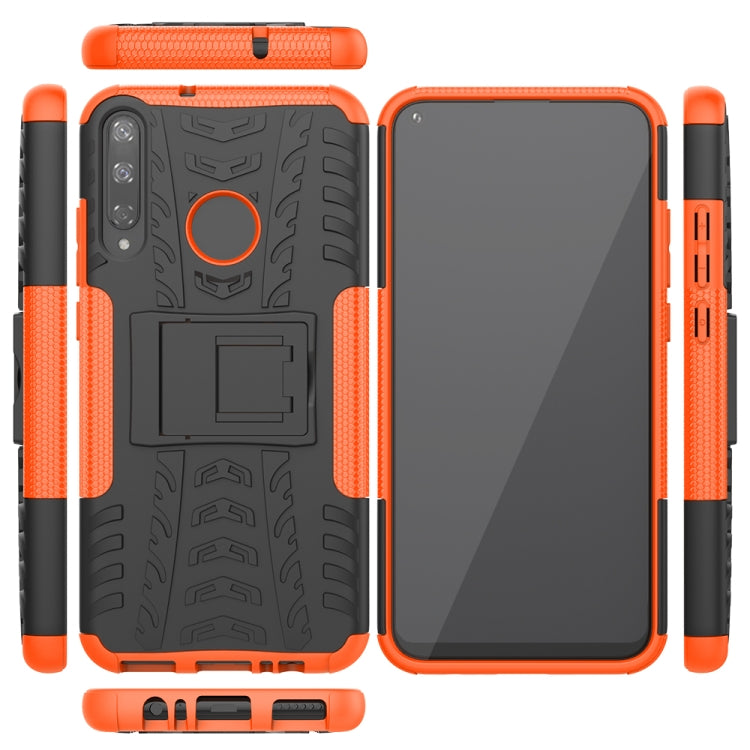 For Huawei Honor Play 3 / P40E Tire Texture Shockproof TPU+PC Protective Case with Holder