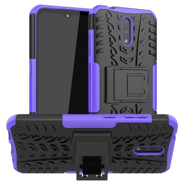 For Nokia 2.3 Tire Texture Shockproof TPU+PC Protective Case with Holder