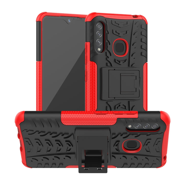 For Galaxy A70e Tire Texture Shockproof TPU+PC Protective Case with Holder