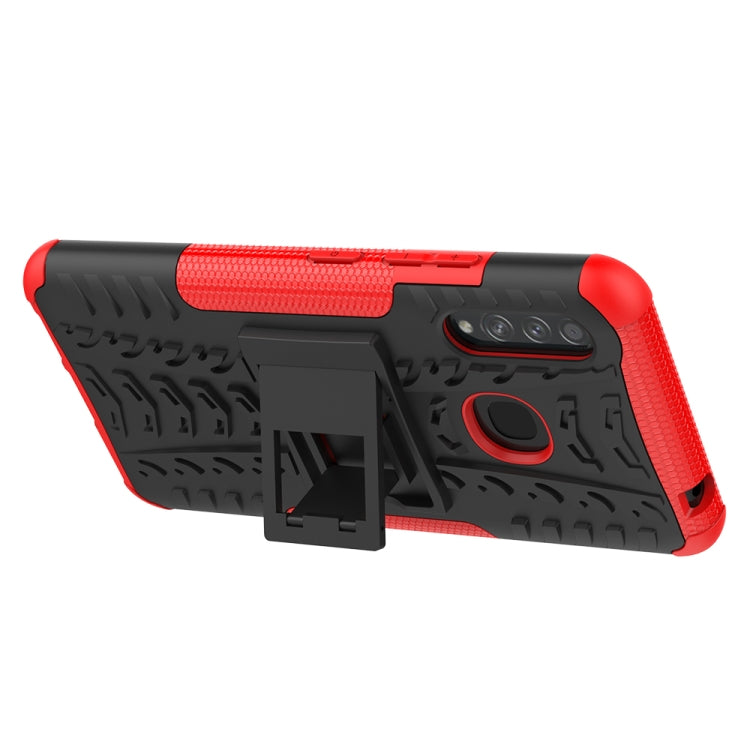 For Galaxy A70e Tire Texture Shockproof TPU+PC Protective Case with Holder