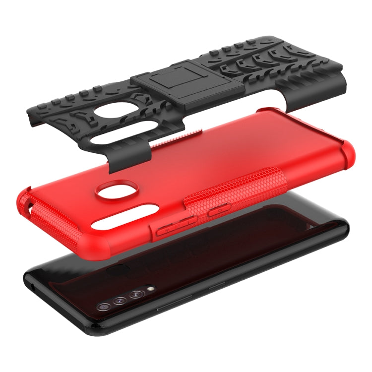 For Galaxy A70e Tire Texture Shockproof TPU+PC Protective Case with Holder