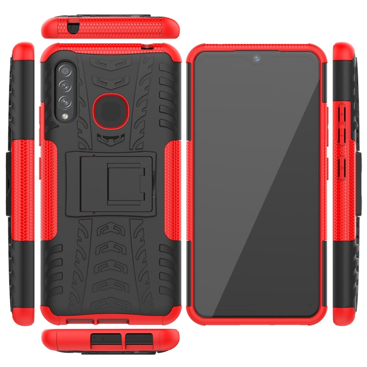 For Galaxy A70e Tire Texture Shockproof TPU+PC Protective Case with Holder