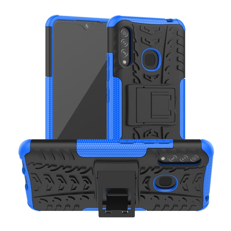 For Galaxy A70e Tire Texture Shockproof TPU+PC Protective Case with Holder