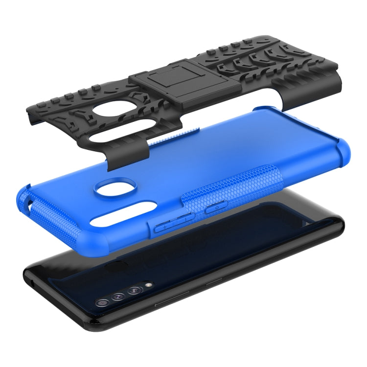 For Galaxy A70e Tire Texture Shockproof TPU+PC Protective Case with Holder