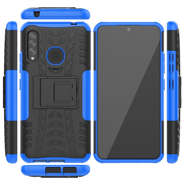 For Galaxy A70e Tire Texture Shockproof TPU+PC Protective Case with Holder
