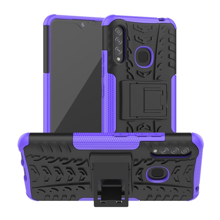For Galaxy A70e Tire Texture Shockproof TPU+PC Protective Case with Holder