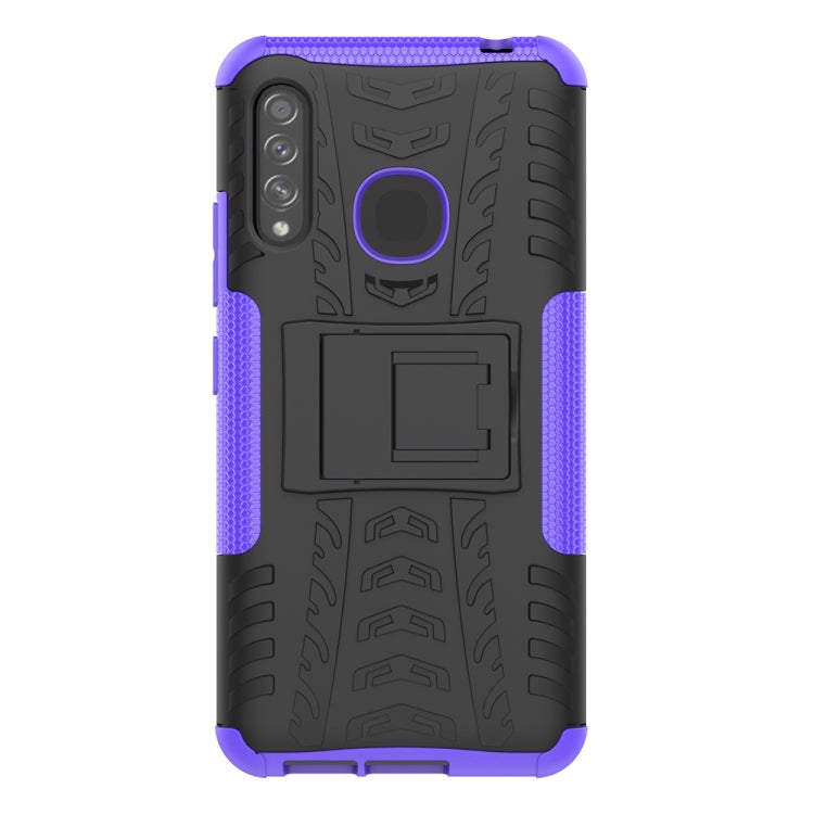 For Galaxy A70e Tire Texture Shockproof TPU+PC Protective Case with Holder