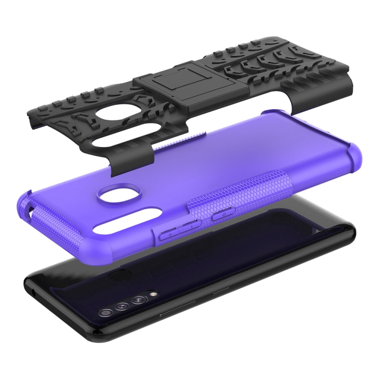 For Galaxy A70e Tire Texture Shockproof TPU+PC Protective Case with Holder