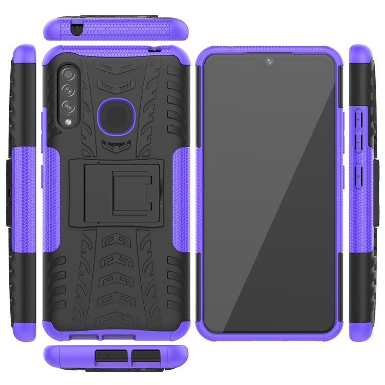 For Galaxy A70e Tire Texture Shockproof TPU+PC Protective Case with Holder