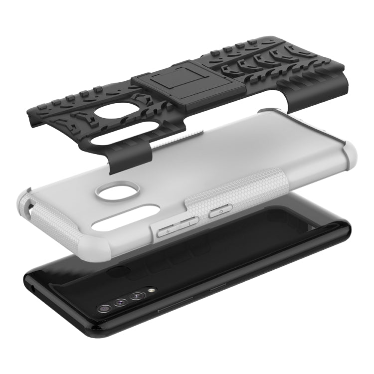 For Galaxy A70e Tire Texture Shockproof TPU+PC Protective Case with Holder