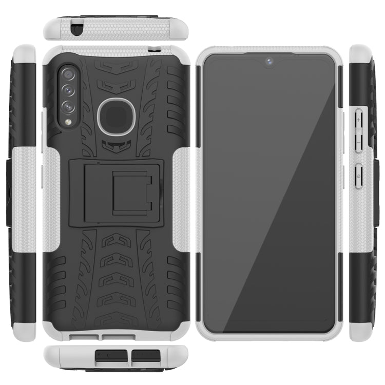 For Galaxy A70e Tire Texture Shockproof TPU+PC Protective Case with Holder