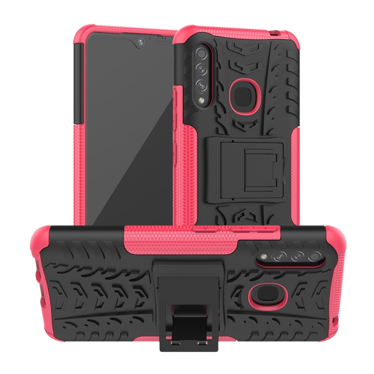For Galaxy A70e Tire Texture Shockproof TPU+PC Protective Case with Holder