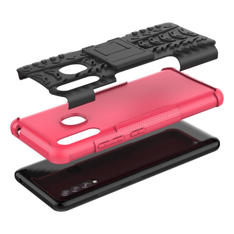 For Galaxy A70e Tire Texture Shockproof TPU+PC Protective Case with Holder