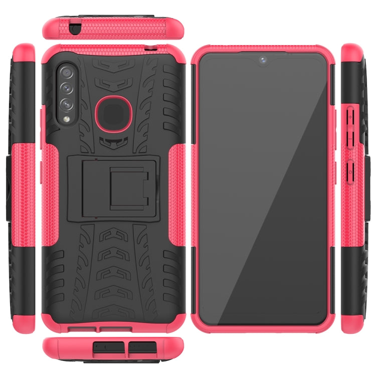 For Galaxy A70e Tire Texture Shockproof TPU+PC Protective Case with Holder