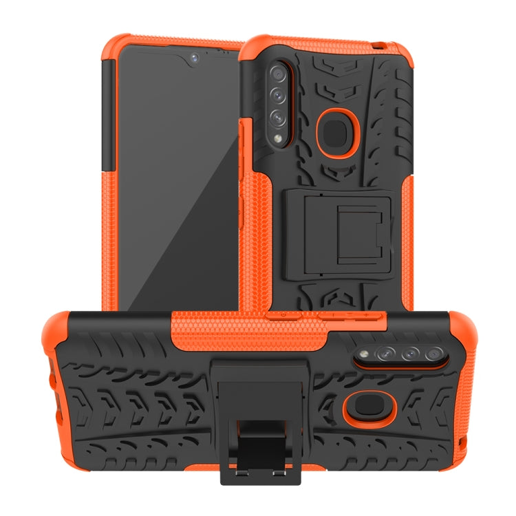For Galaxy A70e Tire Texture Shockproof TPU+PC Protective Case with Holder