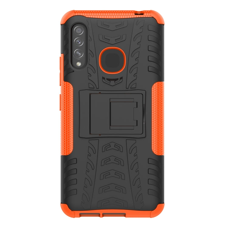 For Galaxy A70e Tire Texture Shockproof TPU+PC Protective Case with Holder