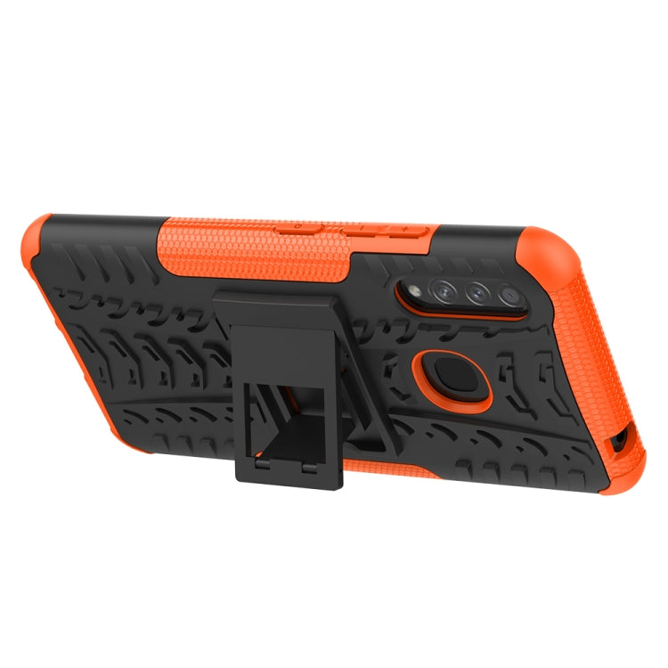 For Galaxy A70e Tire Texture Shockproof TPU+PC Protective Case with Holder