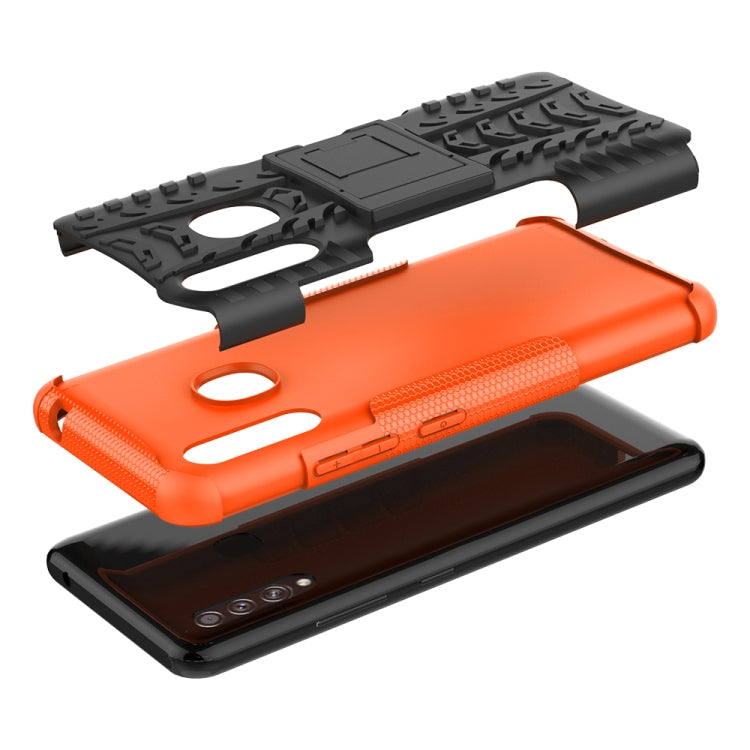 For Galaxy A70e Tire Texture Shockproof TPU+PC Protective Case with Holder