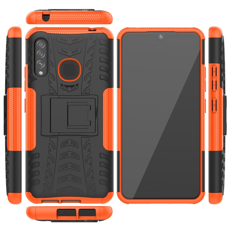 For Galaxy A70e Tire Texture Shockproof TPU+PC Protective Case with Holder