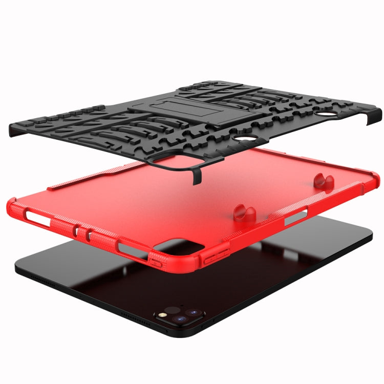 For iPad Pro 11 (2020) Tire Texture Shockproof TPU+PC Protective Tablet Case with Holder
