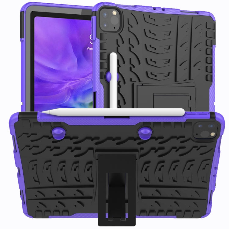 For iPad Pro 11 (2020) Tire Texture Shockproof TPU+PC Protective Tablet Case with Holder