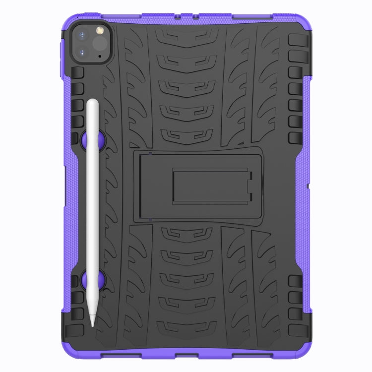 For iPad Pro 11 (2020) Tire Texture Shockproof TPU+PC Protective Tablet Case with Holder